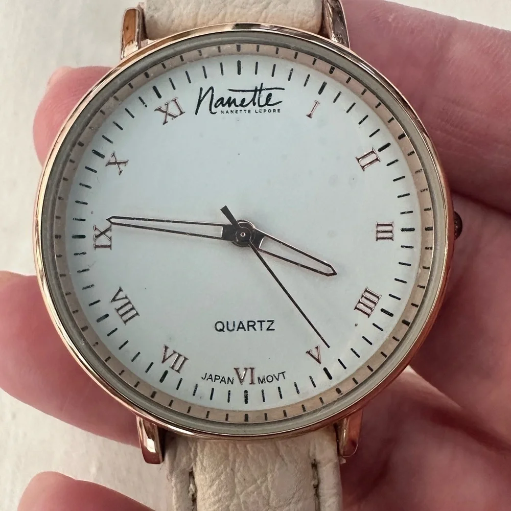 Nanette Wristwatch - Cream Straps. Needs Battery Replacement